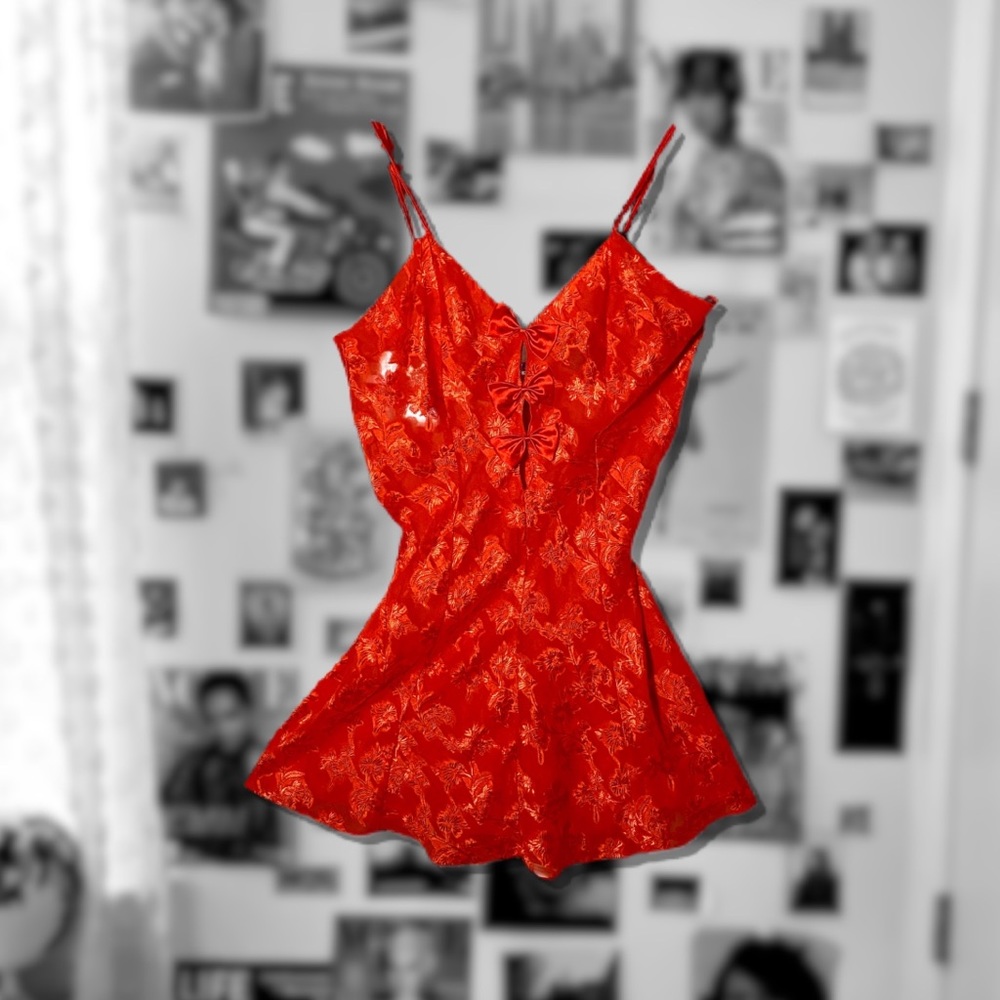 JOLYNN- Funky Red Bow Slip Dress/Nightgown💥